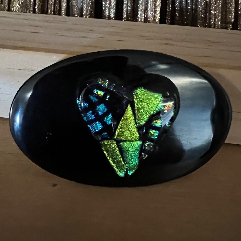 Obsidian (black stone) Dichroic Belt Buckle